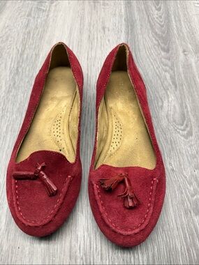 Women's Red Suede Tassel Loafers